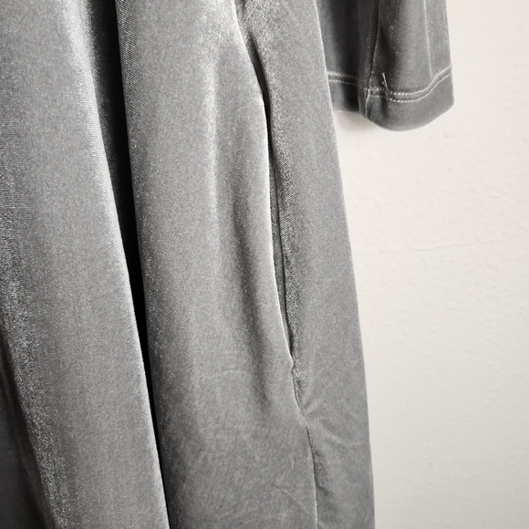 Agnes & Dora Womens Gray Velvet 3/4 Sleeve Swing Tunic Dress-Size L (12-14) - Picture 4 of 6